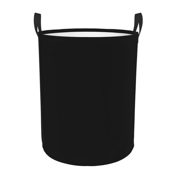 Fotbe Laundry Hamper With Durable Leather Laundry Basket Black Thickened Waterproof Round Collapsible Laundry Hamper, Dirty Clothes Laundry Basket