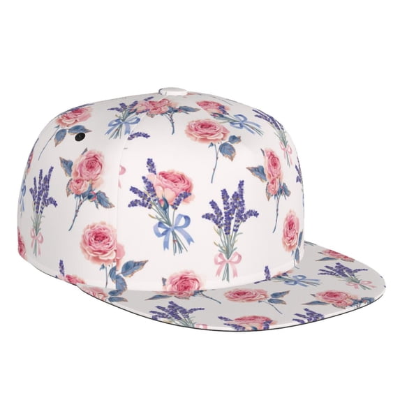 Fotbe Lavender Flowers Flat Bill Visor Cap Classic Snapback Hat Polyester Foam Trucker Hat Trucker Cap Adjustable Baseball Cap
