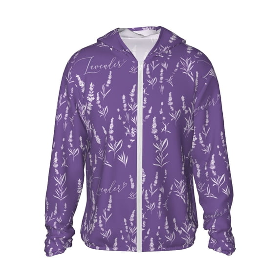 Fotbe Lavender Flowers Men's Women's UPF 50+ Sun Protection Jacket Hooded Cooling Shirt with Pockets Hiking Outdoor Performance-Medium