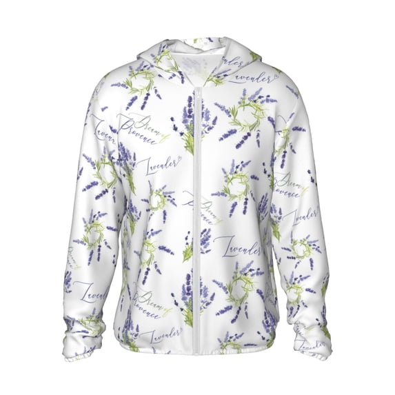 Fotbe Lavender Flowers Men's Women's UPF 50+ Sun Protection Jacket Hooded Cooling Shirt with Pockets Hiking Outdoor Performance-XX-Large