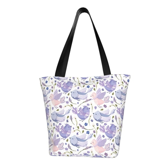 Fotbe Lavender Flowers Pattern Beach Tote,Shoulder Handbag,Spacious Tote Bag,Lightweight Travel Bag,Versatile Shopping Bag