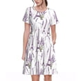 thumbnail image 1 of Fotbe Lavender Flowers Pattern Dress Casual Womens Fashion Short Sleeve Maxi Dress T Shirt Dress Striped Long Color Block Maxi Dress, 1 of 6