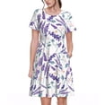 thumbnail image 1 of Fotbe Lavender Flowers Pattern Dress Casual Womens Fashion Short Sleeve Maxi Dress T Shirt Dress Striped Long Color Block Maxi Dress, 1 of 6