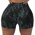 thumbnail image 1 of Fotbe Lavender Flowers Seamless Shorts, Womens Workout Shorts High Waist Stretch Booty Short for Gym/Yoga/Running/Biking-X-Large, 1 of 9