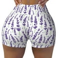 thumbnail image 1 of Fotbe Lavender Flowers Seamless Shorts, Womens Workout Shorts High Waist Stretch Booty Short for Gym/Yoga/Running/Biking-XX-Large, 1 of 9