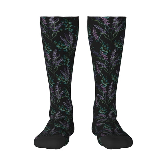 Fotbe Lavender Flowers print Women's Men's Novelty Crew Socks Cotton Socks Knee High Socks for Walking,Running,Nurses,Pregnancy