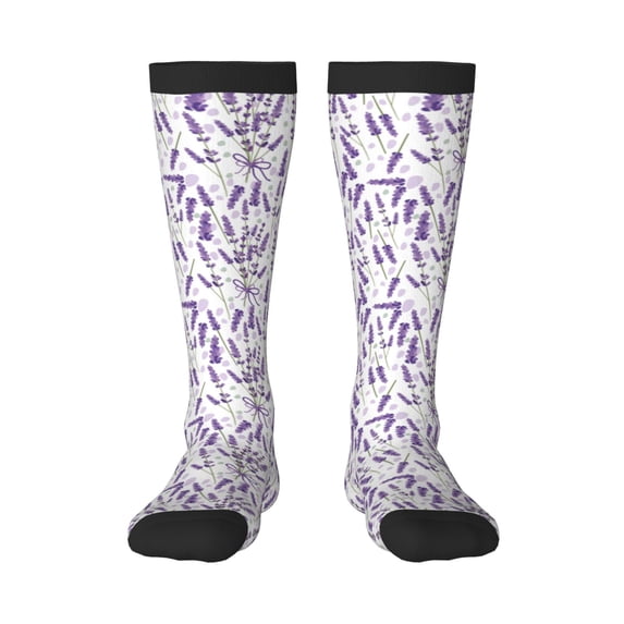 Fotbe Lavender Flowers print Women's Men's Novelty Crew Socks Cotton Socks Knee High Socks for Walking,Running,Nurses,Pregnancy