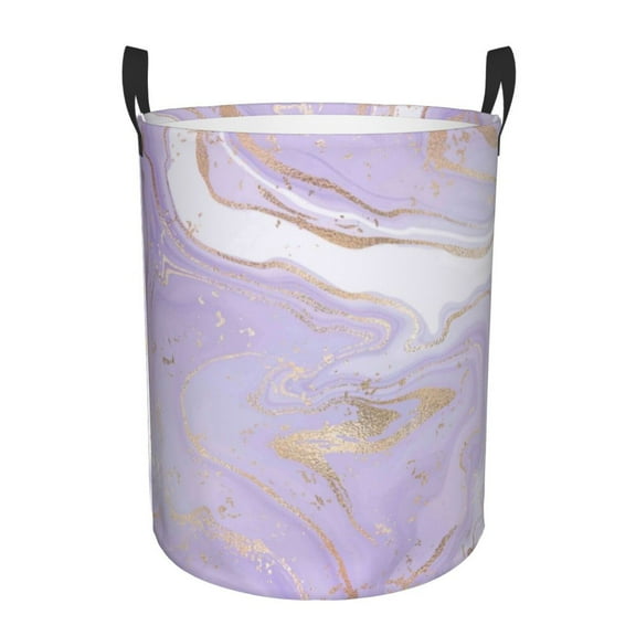 Fotbe Lavender Glitter Foil Stripes Laundry Basket with Handles, Waterproof Large Laundry Hamper, Wash Bag for Corner Dorm, Rolling Laundry Basket with Handles-Medium