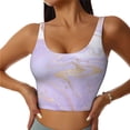 thumbnail image 1 of Fotbe Lavender Glitter Foil Stripes Pattern Womens' Sports Bra Longline Wirefree Padded with Medium Support Sports Moisture-Wicking Workou Vest,Tank Top-X-Large, 1 of 7