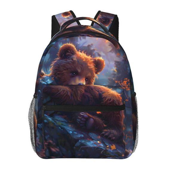 Fotbe Lazy Stone Bear Pattern Casual Backpack for School, Travel, and Outdoor Activities - Durable, Lightweight, and Comfortable