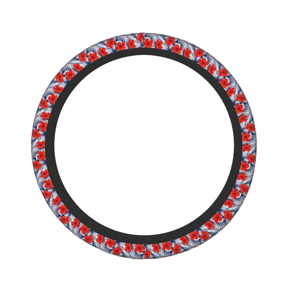 Fotbe Leaves And Flowers for Steering Wheel Cover Universal 15 in Car Accessories for Men Women,Steering Wheel Protector Comfortable Protective Case for SUV Sedan Decor