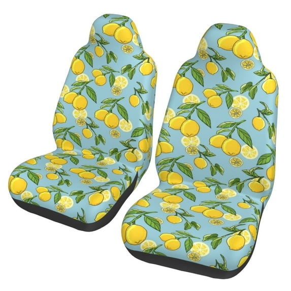 Fotbe Lemon (3) Pattern Automotive Seat Covers for Cars Trucks and SUVs – Car Seat Covers for Front Seats,Protective Seat Covers,Vehicle Seat Covers, Set of 2