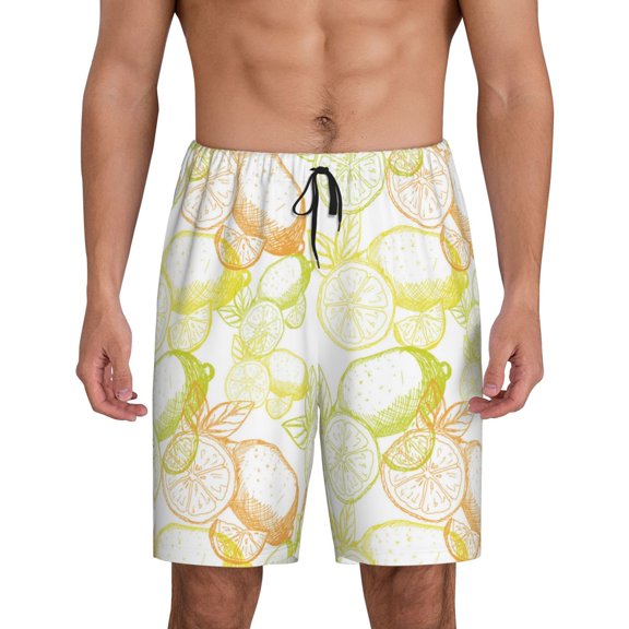 Fotbe Lemon Potatoes Pajama Shorts for Men, Men's Pajama Bottoms, Sleepwear,Short Pajama Pants-Medium