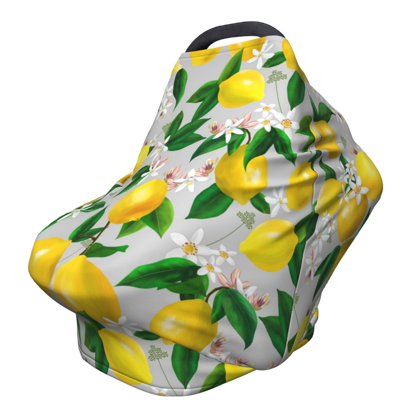 Fotbe Lemon Seamless Pattern Oil Painting Effect Pattern Car Seat Covers for Babies, Nursing Breastfeeding Cover Infant Carseat Canopy, Soft Stretchy Carrier Cover