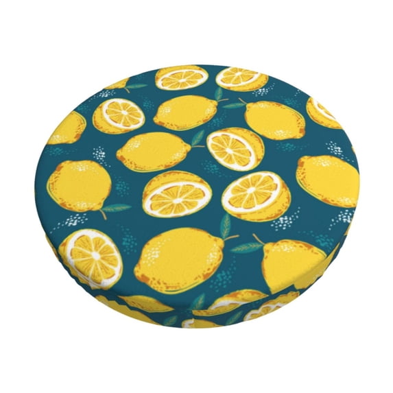 Fotbe Lemon Stool Covers Round,Waterproof Round Bar Stool Covers Bar Chair Covers Washable Stool Cushion Slipcover for 12-14 Inch Chair-13 inch