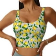thumbnail image 1 of Fotbe Lemon1 Pattern Womens' Sports Bra Longline Wirefree Padded with Medium Support Sports Moisture-Wicking Workou Vest,Tank Top-, 1 of 9