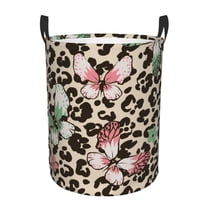 Fotbe Leopard Dots Laundry Basket with Handles, Waterproof Large Laundry Hamper, Wash Bag for Corner Dorm, Rolling Laundry Basket with Handles-Small