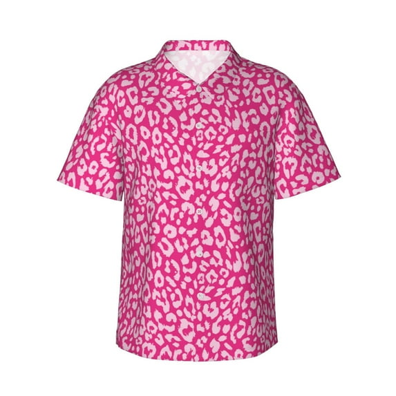 Fotbe Leopard Hawaiian Shirt for Men Unisex Summer Beach Casual Short Sleeve Cotton Linen Button Down Shirts-XX-Large