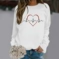 thumbnail image 1 of Heart Beat Print Women's Pullover Hoodie Sweatshirt Casual Lightweight Long Sleeve Top For Everyday Wear Crop Sweatshirts Women Distress Tops Women Medium Weight Hoodie Extra Long Sweatshirts Women, 1 of 4