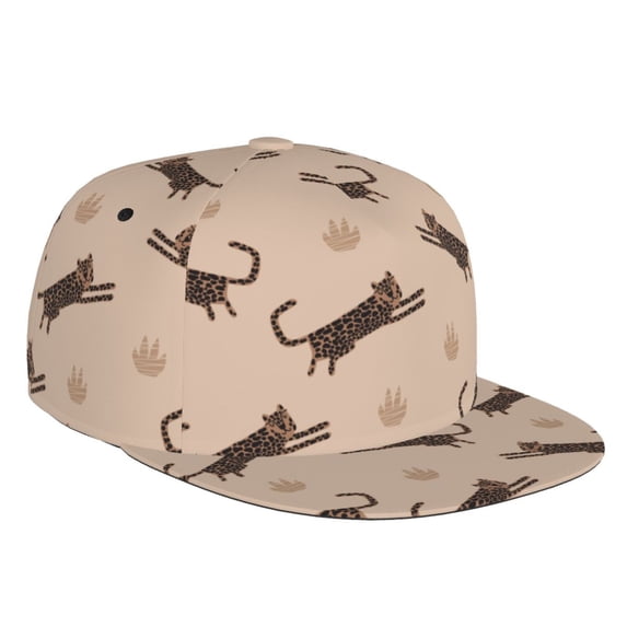 Fotbe Leopard Print Flat Bill Visor Cap Classic Snapback Hat Polyester Foam Trucker Hat Trucker Cap Adjustable Baseball Cap