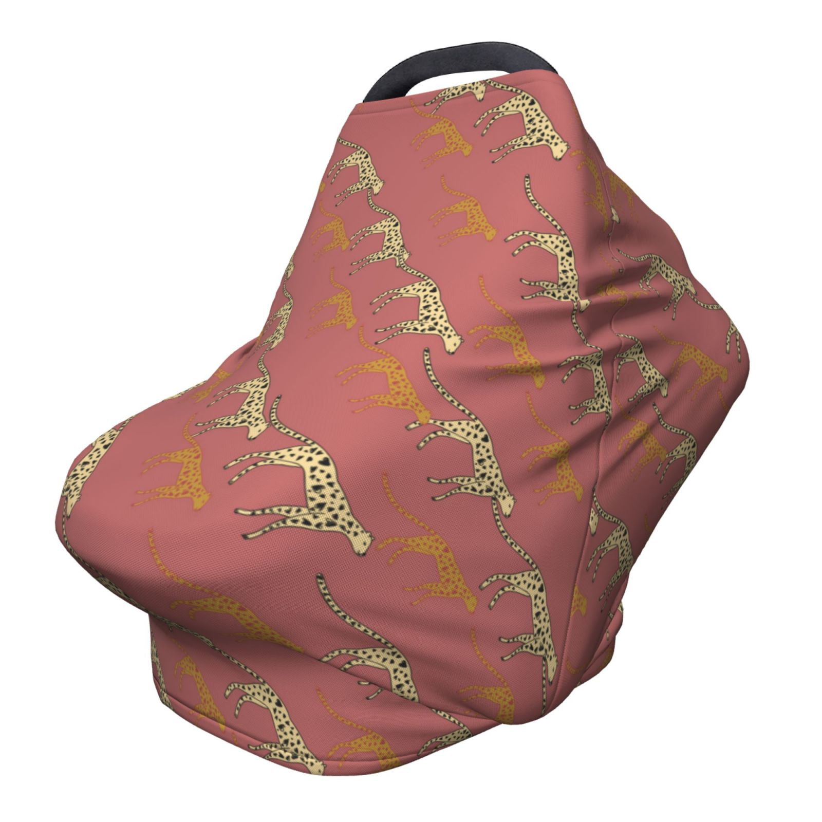 Fotbe Leopard Print Pattern Car Seat Covers for Babies, Nursing Breastfeeding Cover Infant Carseat Canopy, Soft Stretchy Carrier Cover