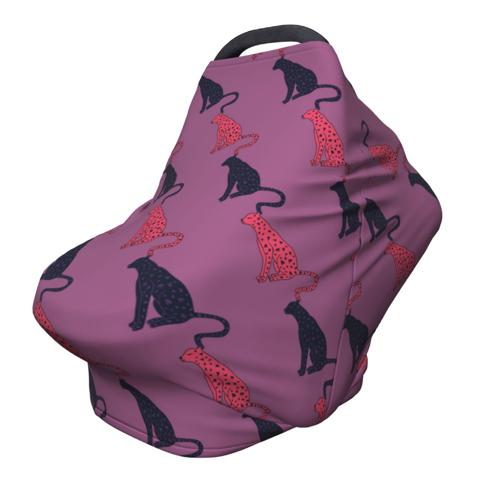 Fotbe Leopard Print Pattern Car Seat Covers for Babies, Nursing Breastfeeding Cover Infant Carseat Canopy, Soft Stretchy Carrier Cover