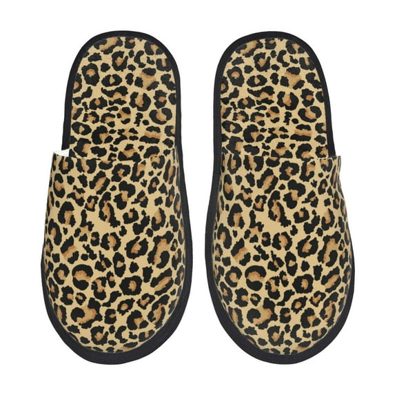 Fotbe Leopard Print Pattern Women's Fuzzy Slippers Plush Slippers Fluffy Winter House Shoes Indoor and Outdoor-Large