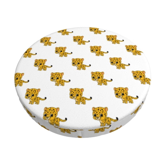 Fotbe Leopard Print Stool Covers Round,Waterproof Round Bar Stool Covers Bar Chair Covers Washable Stool Cushion Slipcover for 12-14 Inch Chair-13 inch