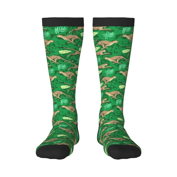 Fotbe Leopard Print print Women's Men's Novelty Crew Socks Cotton Socks Knee High Socks for Walking,Running,Nurses,Pregnancy