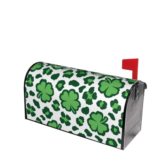 Fotbe Leopard print St. Patrick's Day Mailbox Covers Post Letter Box Cover Garden Decor Standard Size-25.5x21 in