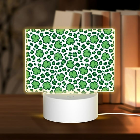 Fotbe Leopard print St. Patrick's Day Pattern Acrylic Night Light Gift with 3 Color ModesTouch-Sensitive LED Lamp Perfect Gift for Mother's Day, Birthday, or Christmas