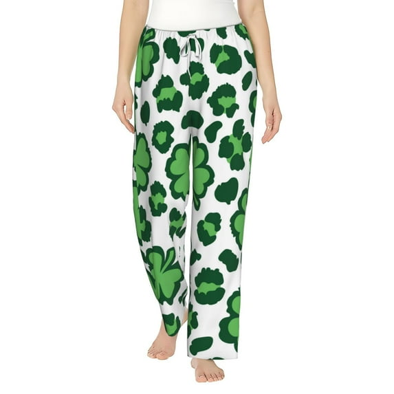 Fotbe Leopard print St. Patrick's Day Women's Pajama Pants,Sleepwear Pants,Pj Bottoms Drawstring And Pockets-XX-Large