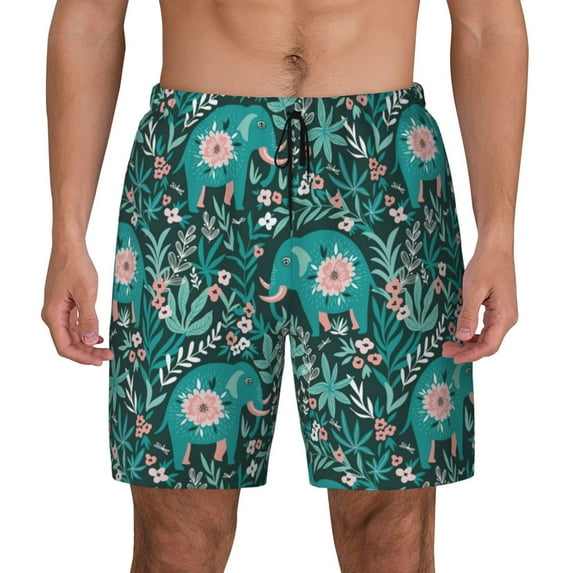 Fotbe Lephants in the Jungle Men’s Swim Trunks Quick Dry Swim Shorts Board Shorts with Mesh Lining-X-Large