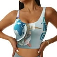 thumbnail image 1 of Fotbe Let's go Travel Pattern Womens' Sports Bra Longline Wirefree Padded with Medium Support Sports Moisture-Wicking Workou Vest,Tank Top-, 1 of 9