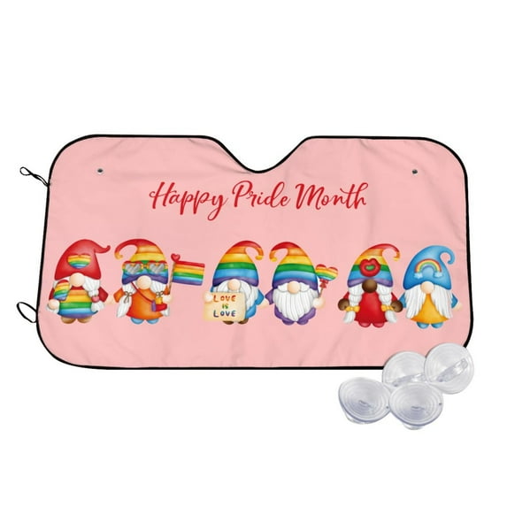 Fotbe Lgbt Gnome Car Windshield Sunshade | Sun Visor Protector Front Window Shade, Keeps Out UV Rays, Keeps Your Vehicle Cool-Medium