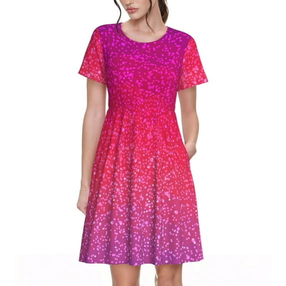 Fotbe Light Purple Glitter Pattern Dress Casual Womens Fashion Short Sleeve Maxi Dress T Shirt Dress Striped Long Color Block Maxi Dress