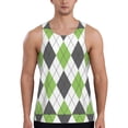 thumbnail image 1 of Fotbe Light green and black argyle Pattern Men's Quick Dry Workout Tank Top Gym Muscle Tee Fitness Bodybuilding Sleeveless T Shirt Breathable Workout Shirt-4X-Large, 1 of 7