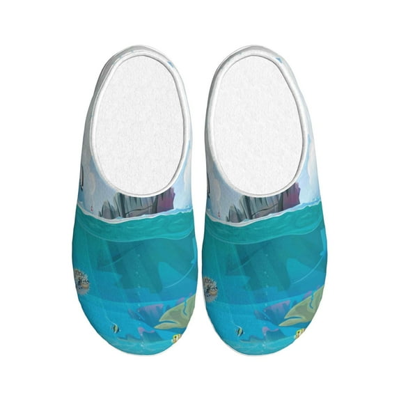 Fotbe Lighthouse Sea Port Pattern Women's Fuzzy Curly Fur Memory Foam Loafer Slippers Indoor Outdoor Slippers Winter Home Shoes-39/40