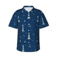 thumbnail image 1 of Fotbe Lighthouses and Anchors Hawaiian Shirt for Men Unisex Summer Beach Casual Short Sleeve Cotton Linen Button Down Shirts-Large, 1 of 9