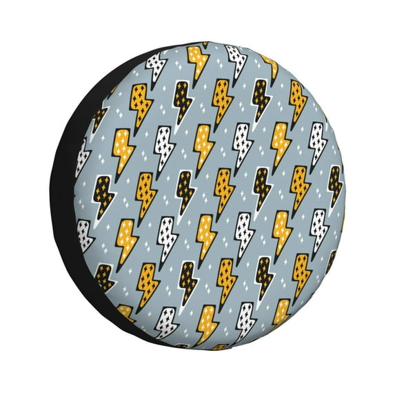 Fotbe Lightning Bolts Pattern Spare Tire Cover Thickening Universal Fit for Jeep, Trailer, RV, SUV, Truck, Tough Tire Wheel Soft Cover-14 inch