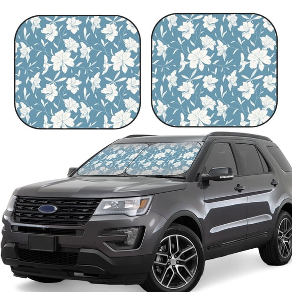 Fotbe Lilies Flowers 2-Piece Car Windshield Sun Shade | Sun Blocker for Car Windshield | Foldable Automotive Interior Accessories for Sun Protection-Large