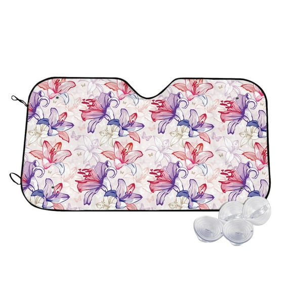 Fotbe Lilies Flowers Car Windshield Sunshade | Sun Visor Protector Front Window Shade, Keeps Out UV Rays, Keeps Your Vehicle Cool-Small