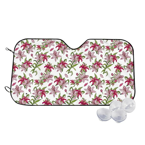 Fotbe Lilies Flowers Car Windshield Sunshade | Sun Visor Protector Front Window Shade, Keeps Out UV Rays, Keeps Your Vehicle Cool-Small