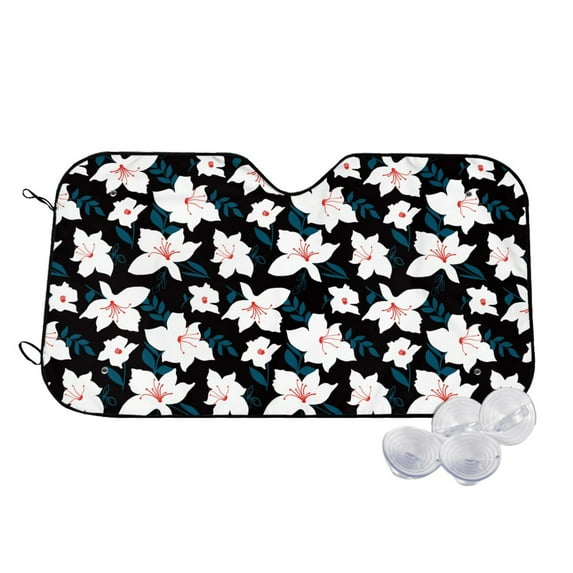 Fotbe Lilies Flowers Car Windshield Sunshade | Sun Visor Protector Front Window Shade, Keeps Out UV Rays, Keeps Your Vehicle Cool-Small
