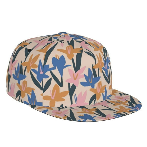 Fotbe Lilies Flowers Flat Bill Visor Cap Classic Snapback Hat Polyester Foam Trucker Hat Trucker Cap Adjustable Baseball Cap