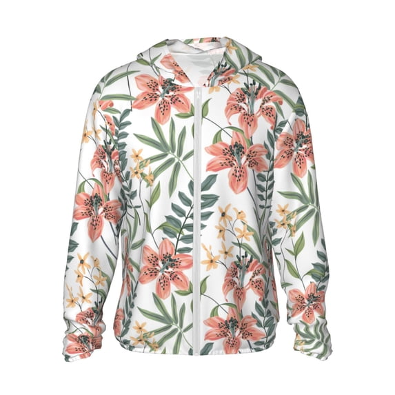 Fotbe Lilies Flowers Men's Women's UPF 50+ Sun Protection Jacket Hooded Cooling Shirt with Pockets Hiking Outdoor Performance-X-Large