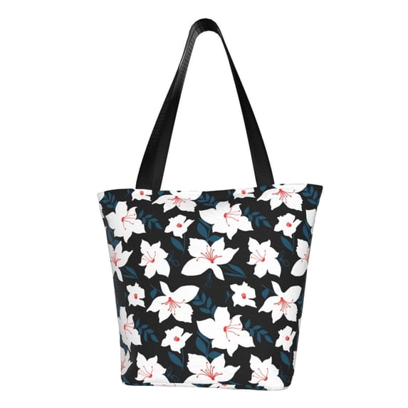 Fotbe Lilies Flowers Pattern Beach Tote,Shoulder Handbag,Spacious Tote Bag,Lightweight Travel Bag,Versatile Shopping Bag