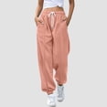 thumbnail image 1 of Ladies' Autumn And Winter Solid Color Printed Drawstring Elastic Waist Casual Fashion Loose Fit Sweatpants Women Work Pants Business Casual High Waist Windbreaker Pants Women Trouser Pants for Women, 1 of 4
