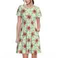 thumbnail image 1 of Fotbe Lilies Flowers Pattern Dress Casual Womens Fashion Short Sleeve Maxi Dress T Shirt Dress Striped Long Color Block Maxi Dress, 1 of 6