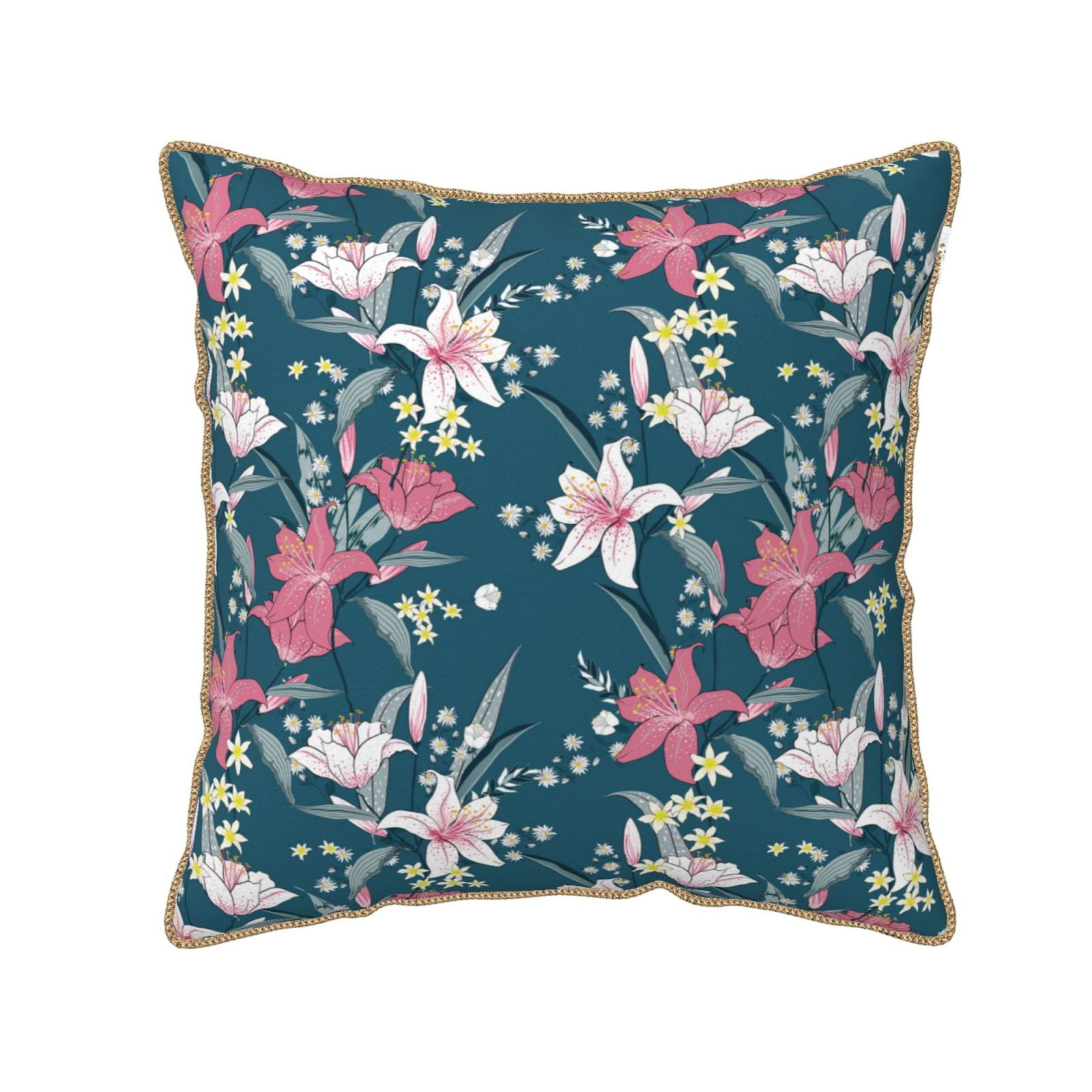 Fotbe Lilies Flowers Pattern Velvet Decorative Throw Pillow Covers with ...